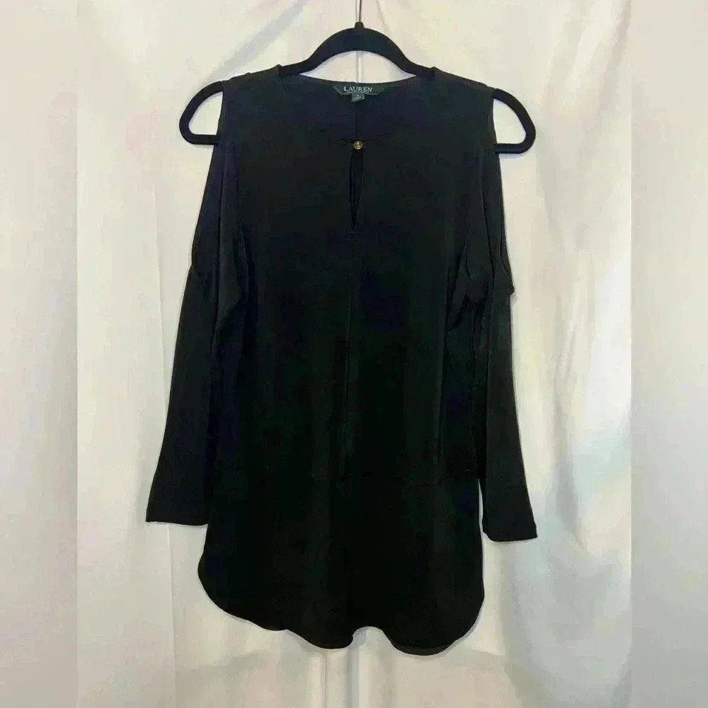 Lauren Ralph Lauren Women’s Cold Shoulder Black Blouse